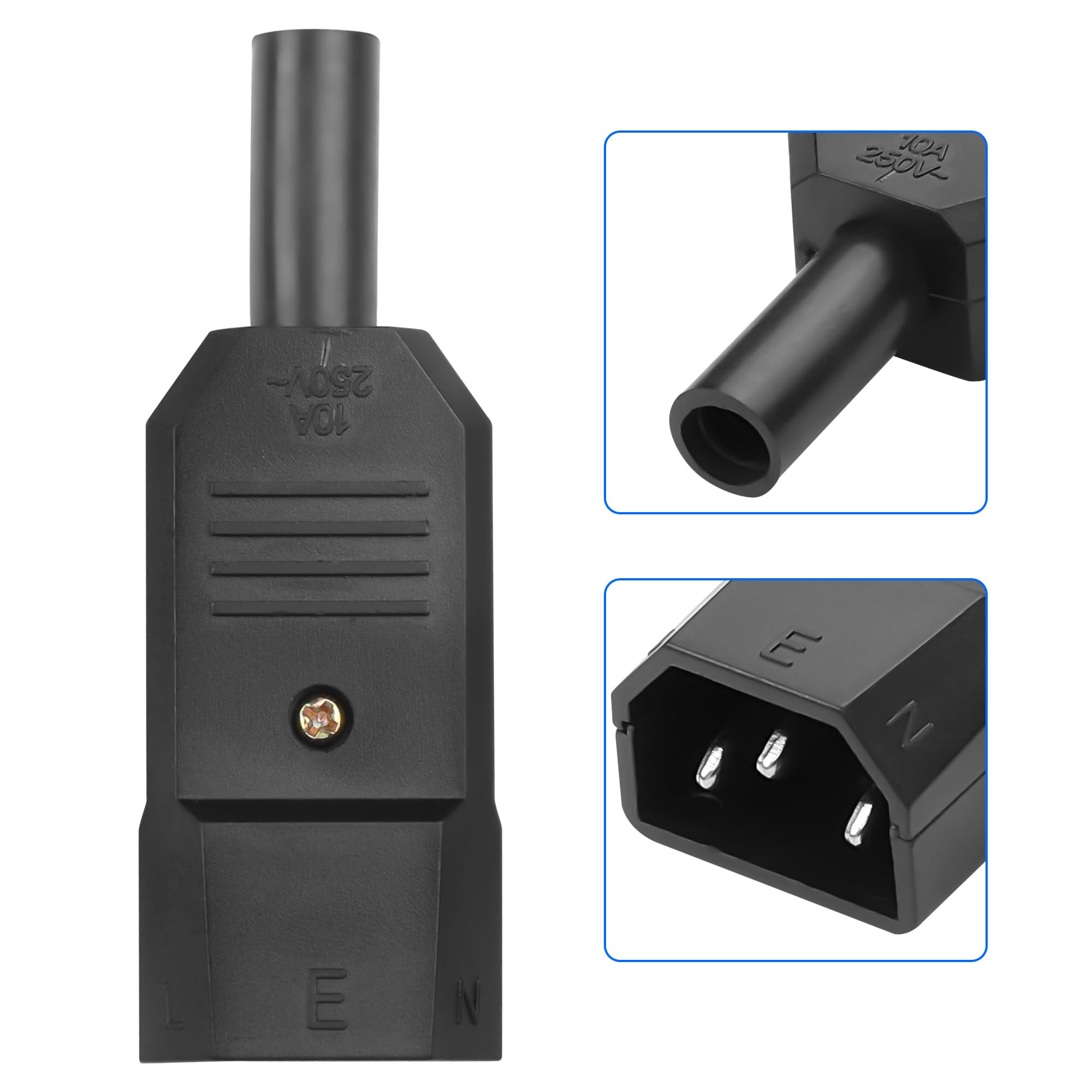 MEIRIYFA IEC320 C14 Adattatore AC 250 V 10 A 3 pin morsetti Inlet Power Plug Socket Adattatore per cabinet PDU Industriettechnik Dedicated (5 pezzi)