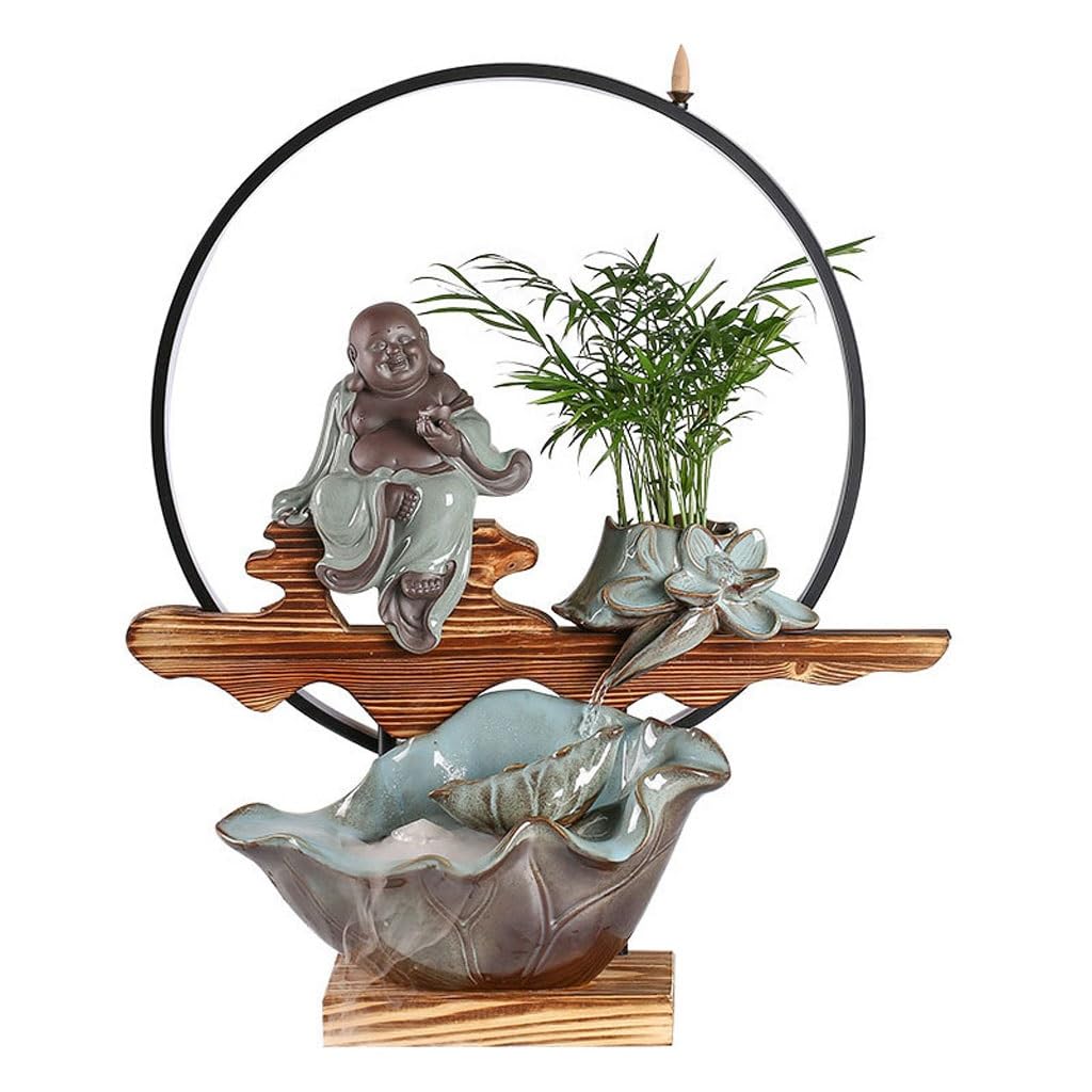 Fuente Decorativa de jardín, Fuente de Agua con Cascada, de cerámica, Feng Shui Zen, decoración para salón, Dormitorio, Oficina