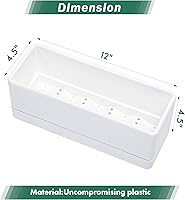 Vista 3 de D'vine Dev - Juego de 2 macetas para ventana de 12 pulgadas, maceta rectangular de plástico para hierbas con orificios de drenaje y bandeja, maceta
