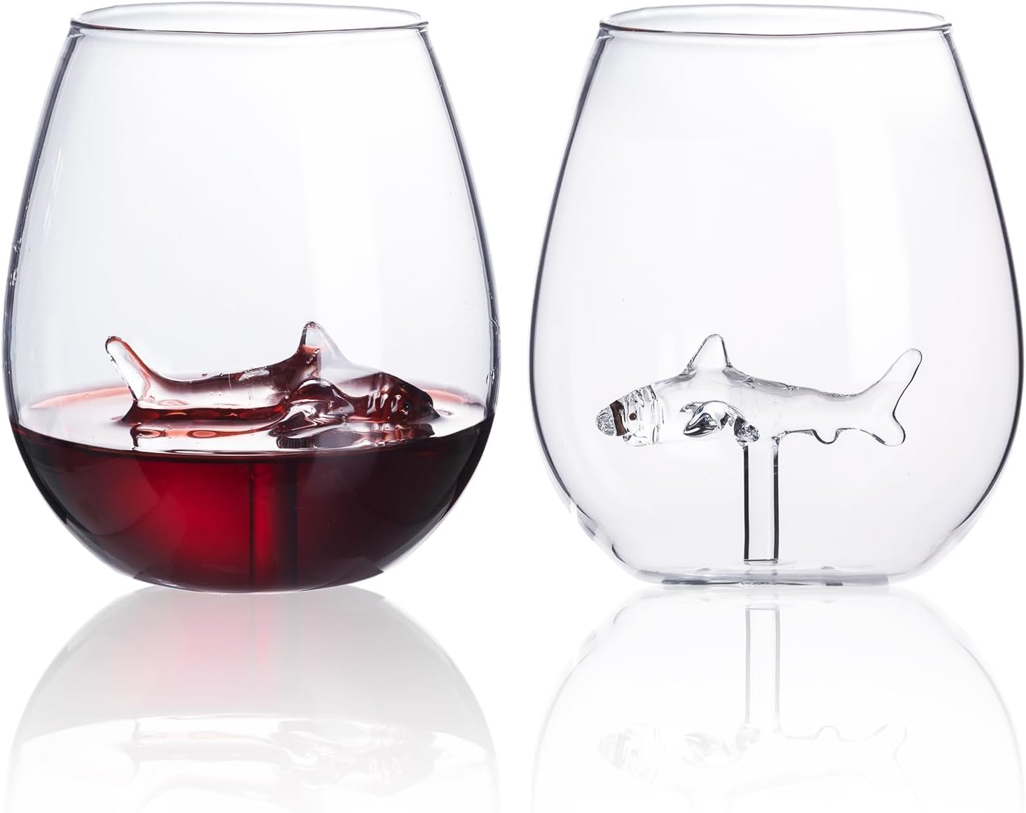 Bite Me Shark Week Stemless Wine Glass Shark Week Gift, Shark Week Glass, Shark