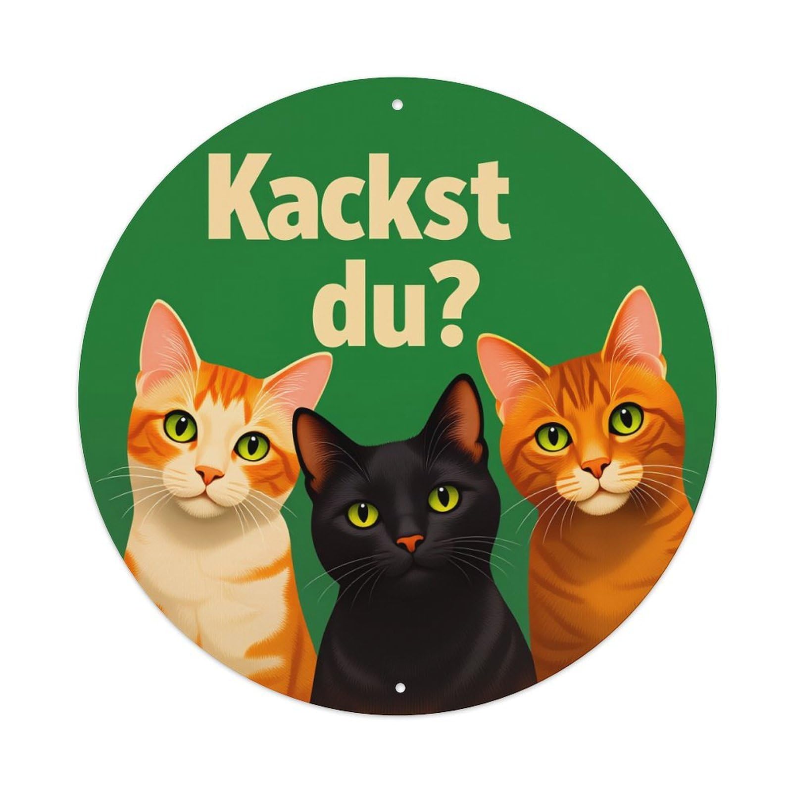 Cats Green Background Text Question Round Tin Sign Vintage Metal Poster Retro Bar, Home, Man Cave, Kitchen, Laundry Room Wall Art Decor Gift 8x8Inch