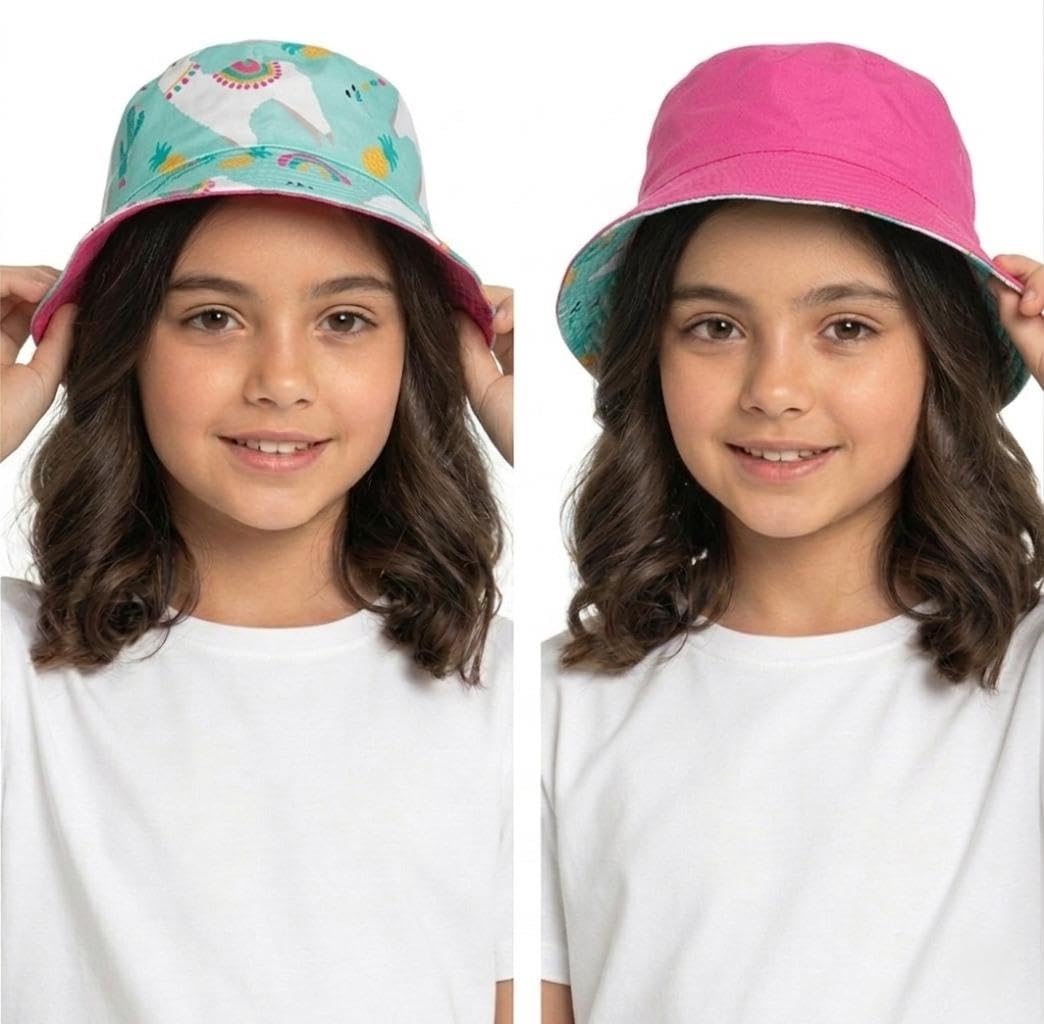A2z 4 Kids Girls Lama Boys Reversible - Bucket Hat Az41109 7-10 Yrs