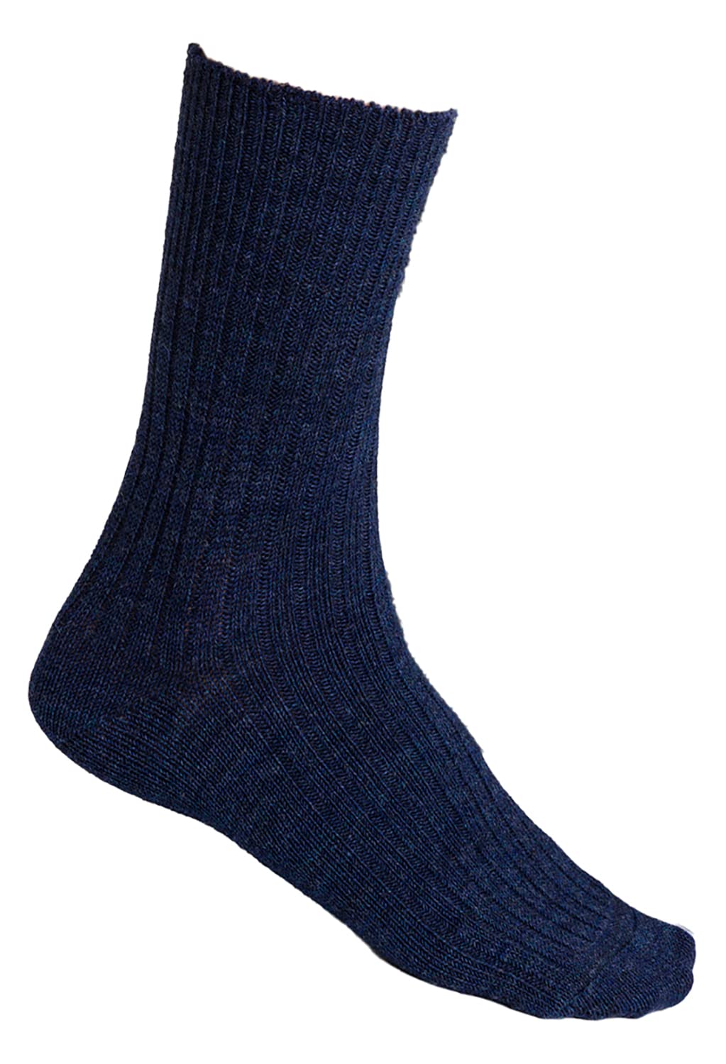 Womens Alpaca Wool Socks | Steven | Knitted Boot Socks for Hiking/Trekking (4-6, Navy)