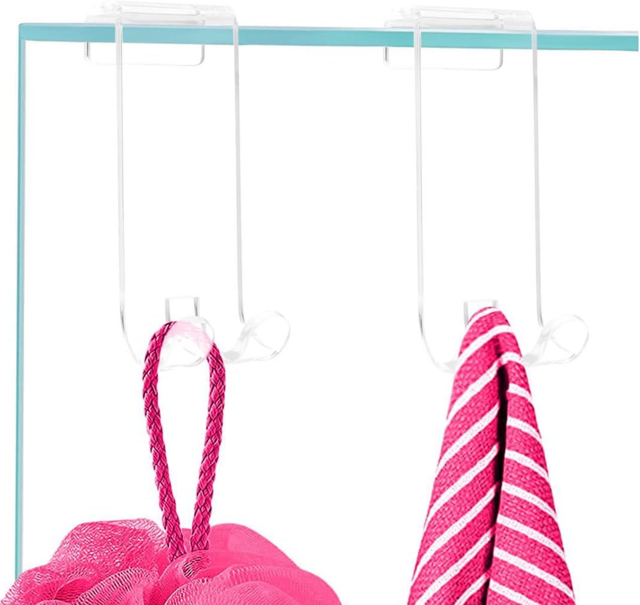 My Space Organizers Acrylic Shower Hooks (2 Pack) Razor Holder to Hang