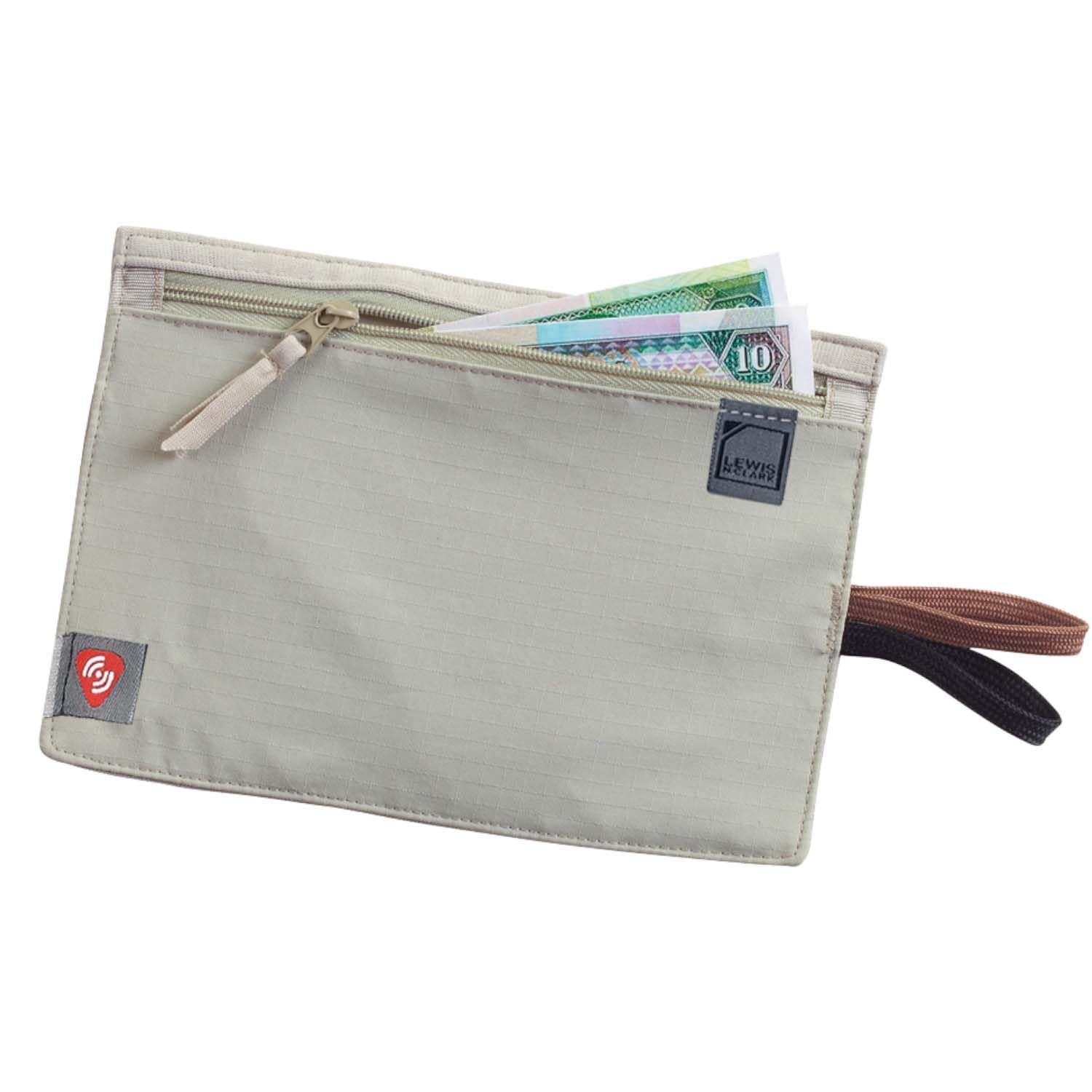 Lewis N. Clark RFID Blocking Money Belt Travel Pouch + Credit Card, ID, Passport Holder for Women & Men, Tan, One Size