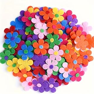 100PCS Colorful Felt Flower Craft Kit, DIY Fabric Flower Cutouts for Handmade Crafts, Scrapbooking, Classroom Projects, Bouquet Making & Party Decorations, Mixed Color Polyester Felt Flowers (100PCS)