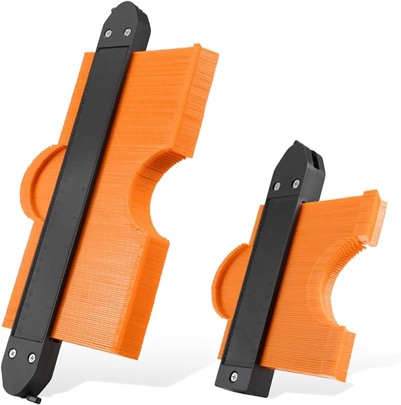 2 Pack Contour Gauge Duplicator with Lock Widen Shape Duplication Gauge Tool 5”& 10” 2 Pack Master Outline Measuring Plastic Ruler for Corners, Woodworking