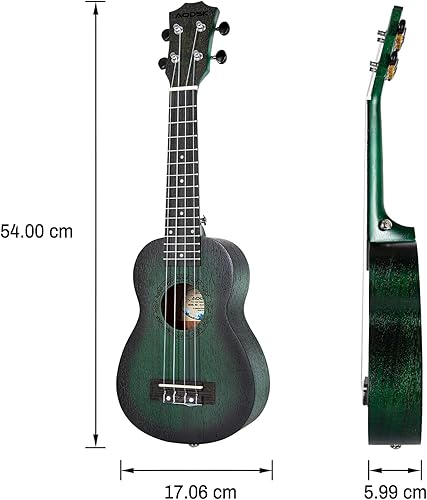 Miniatura 96 de AODSK Ukelele soprano para principiantes, kit de ukelele de 21 pulgadas con bolsa de concierto, correa, sintonizador de cuerda de nailon, 4 púas