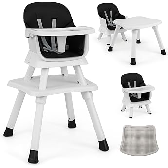 COSTWAY 6-in-1 Baby High Chair, High Chair, Dining Chair, Learning Table, Building Block Table & Children's Seating Set, Chile