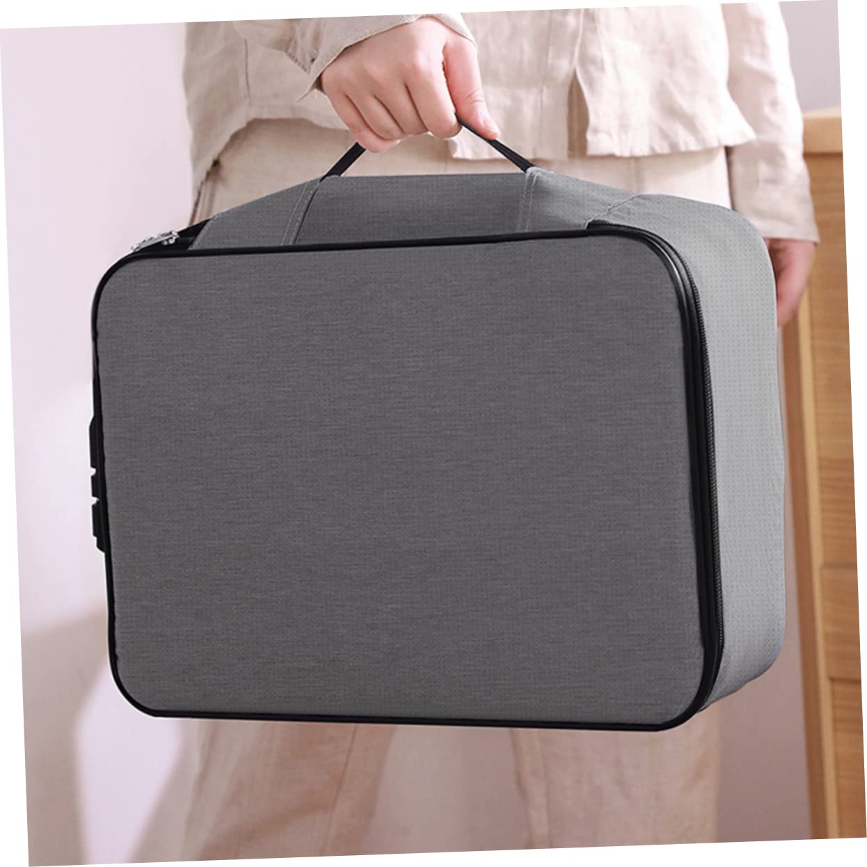 Organisateur de Documents Grosse Capacité Portable en Tissu Oxford Serrure à Code à 3 Couches Protège et Classe Vos Dossiers Importants Maison Voyages