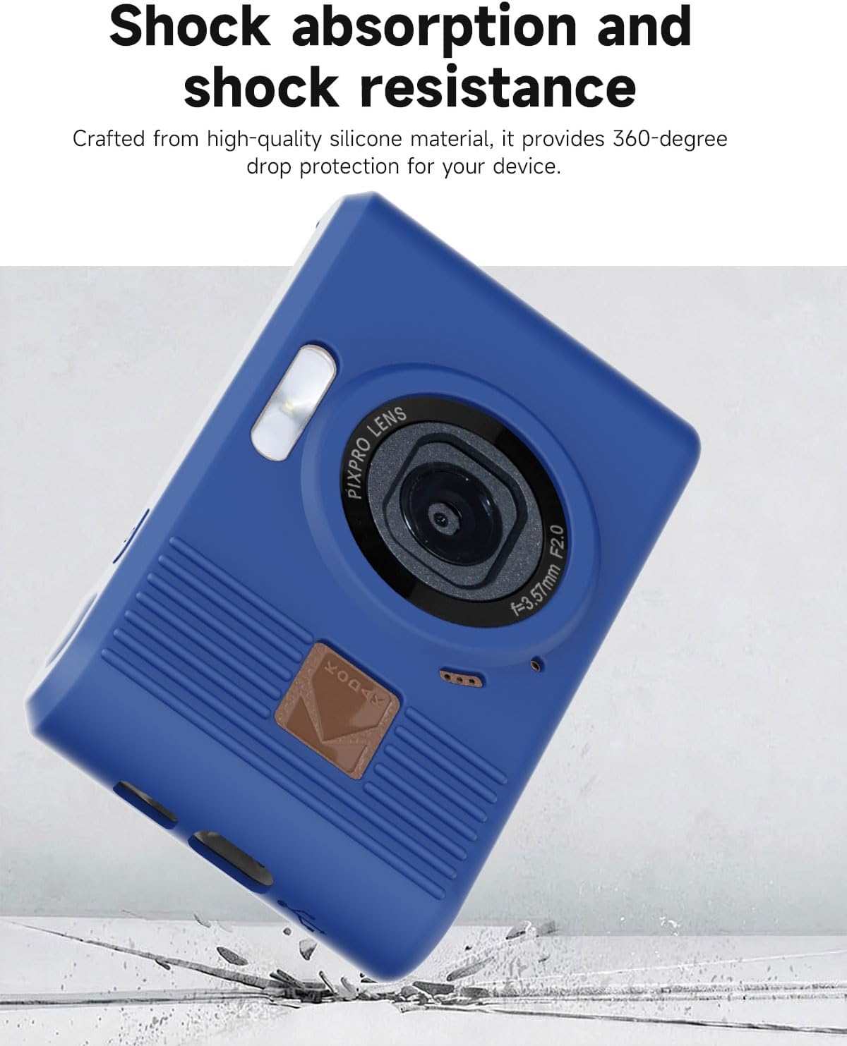Silicone Protective case for Kodak Pixpro C1 Digital Cameras, with Screen Protector and Lanyard, for Kodak Pixpro C1 Accessories -(Deep Blue)