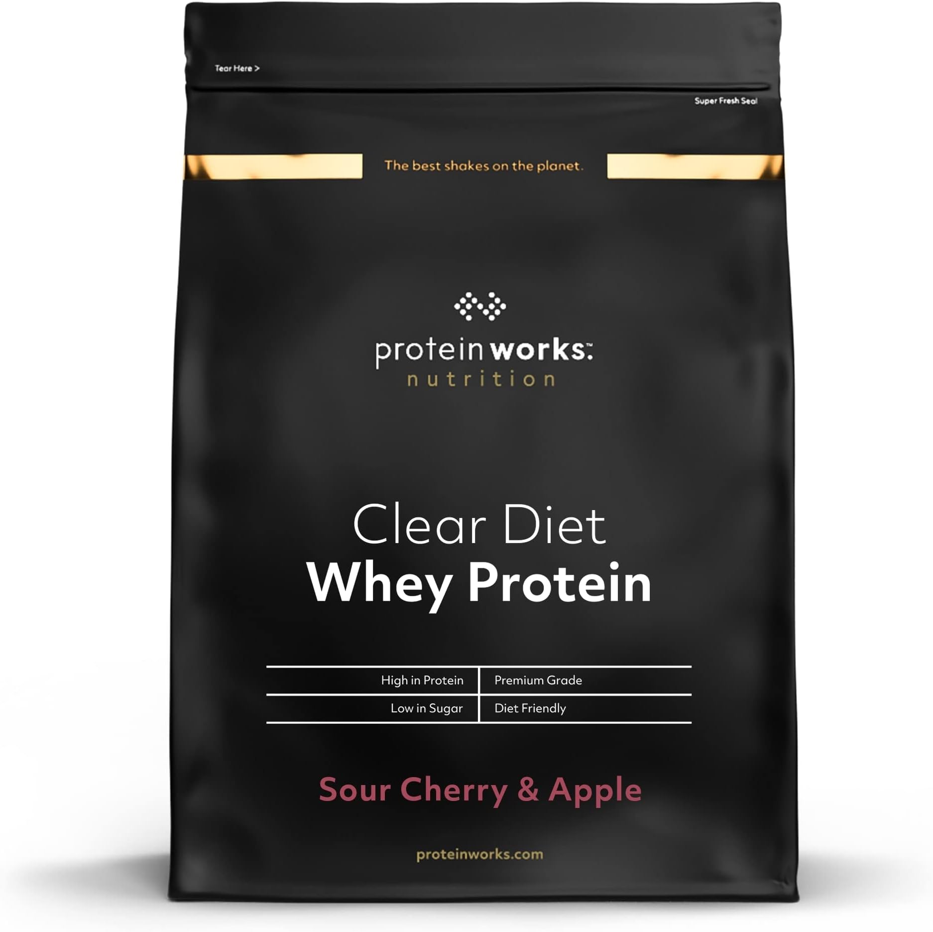Protein Works - Clear Diet Whey Protein Isolate | Refreshing High Protein Shake | Zero Sugar & Fat | 82 Calories Per Shake | 20 Servings | Sour Cherry & Apple | 500g