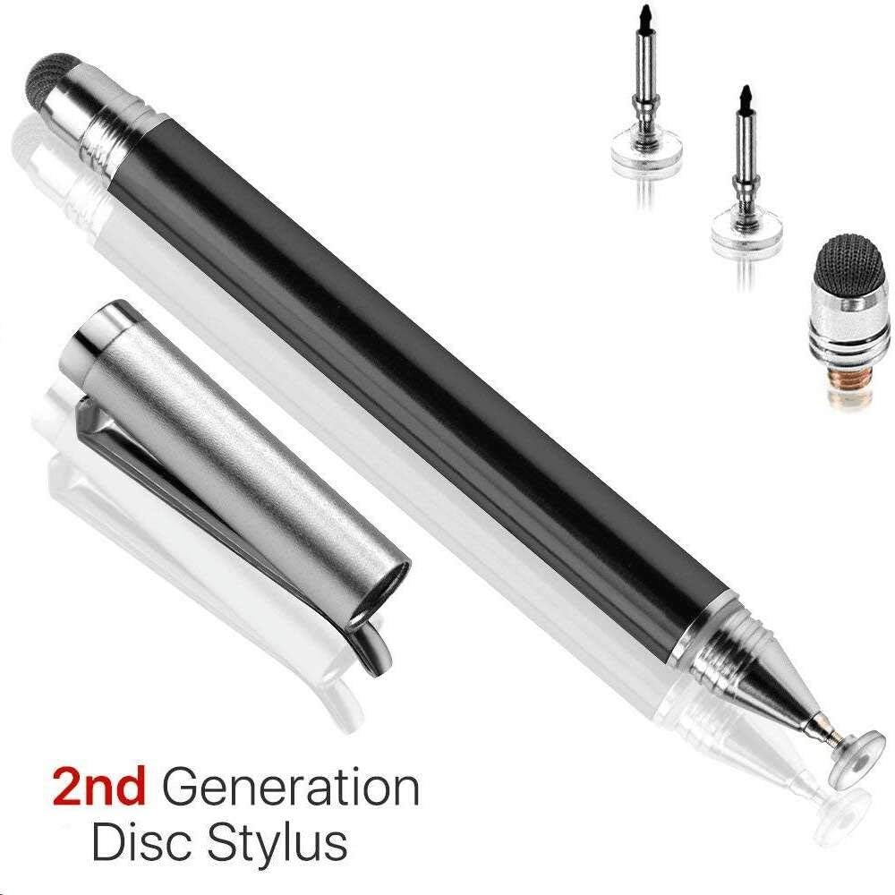 2 in 1 Precision Disc Stylus/Styli Pen, Capacitive Stylus Fiber Tip, Smart Pen with Replacement Disc Compatible for All Touch Screens Cell Phones, Tablets, Laptops
