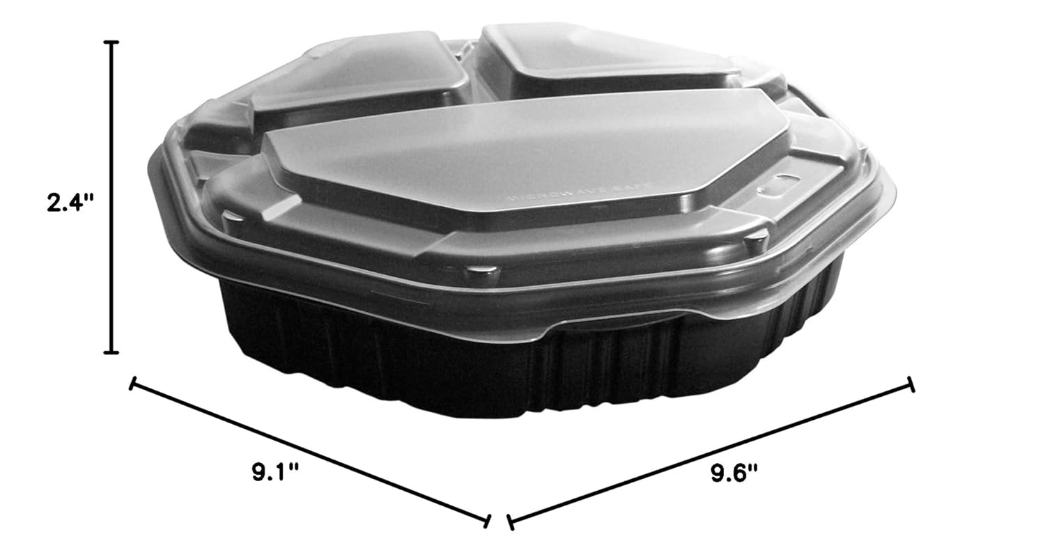 Solo 809014-PP94 9 in Black/Clear Microwavable PP Plastic Hinged Container, 9.55 X 9.13 in (Case of 100)