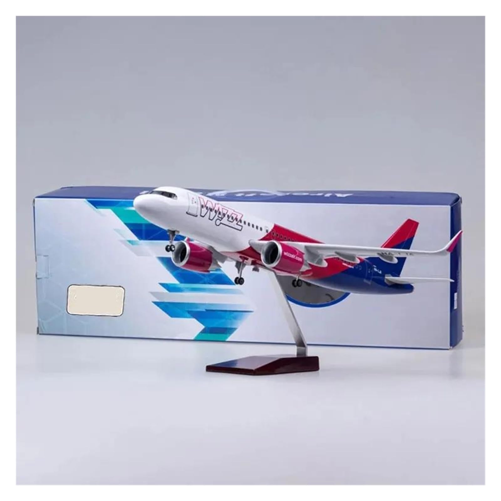Odlewane zabawki samolotowe 47CM dla A320 NEO Wizz światło samolotu z kołem podwozie z żywicy odlewanej z żywicy dekoracja samolotów domowy model samolotu do zbierania i wyświetlania (bez lampy)