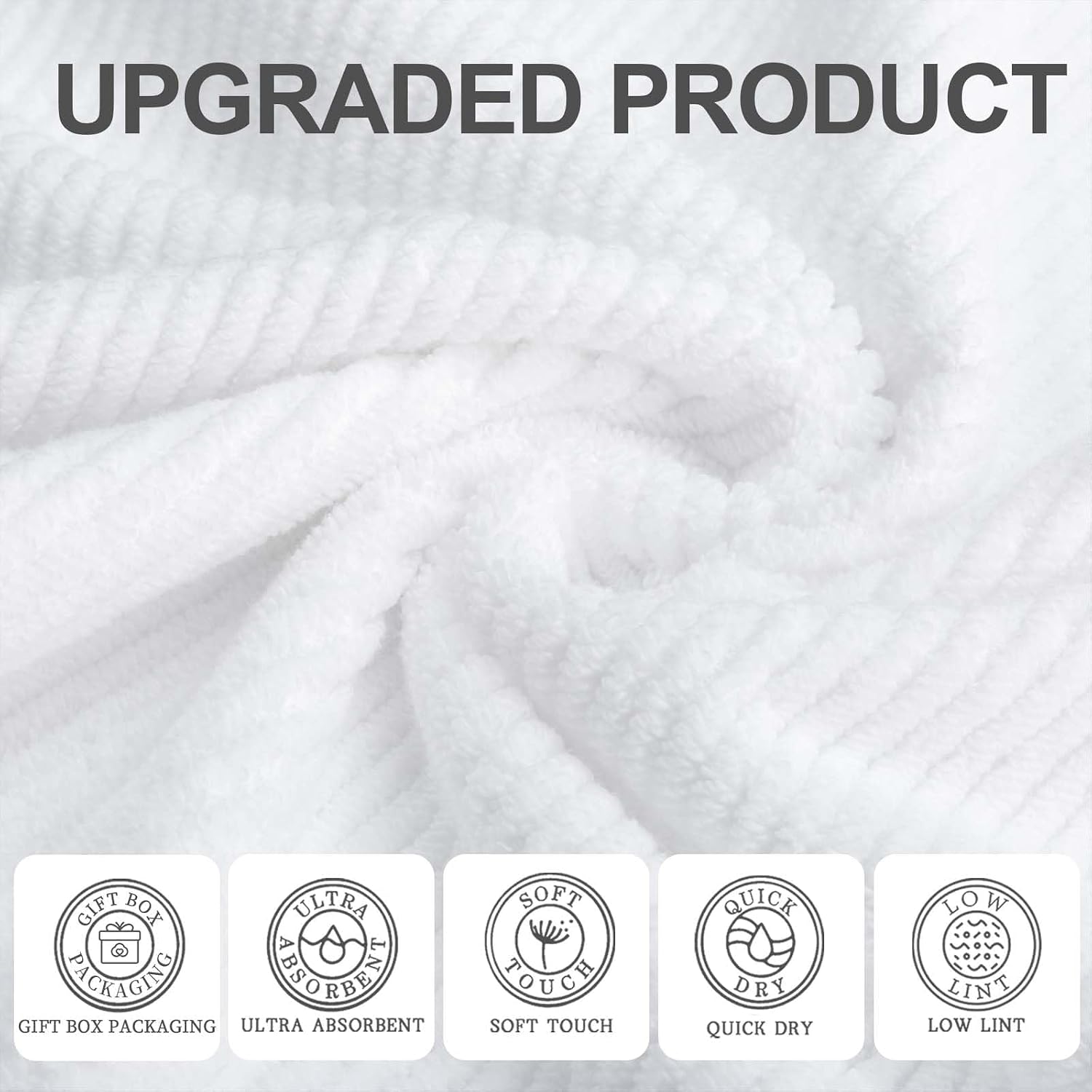 VOOVA & MOVAS White Bath Towels 4PC, 100% Cotton, 30x56 in image 2
