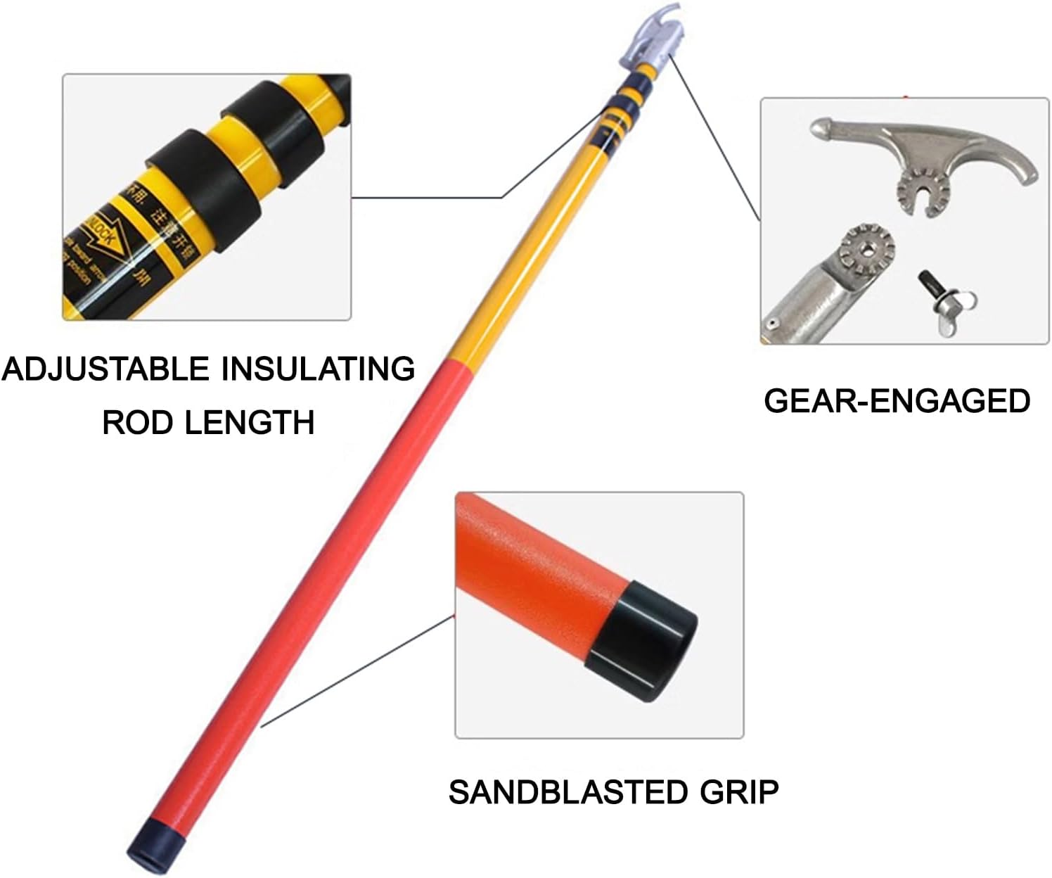 High Voltage Insulated Rescue Hook, Anti-electrocution Rescue Hook, Body Pull Stick, Safety & Defense Tools for Emergency Care, for ​​Substation/Fire/Construction(3m/9.8ft)