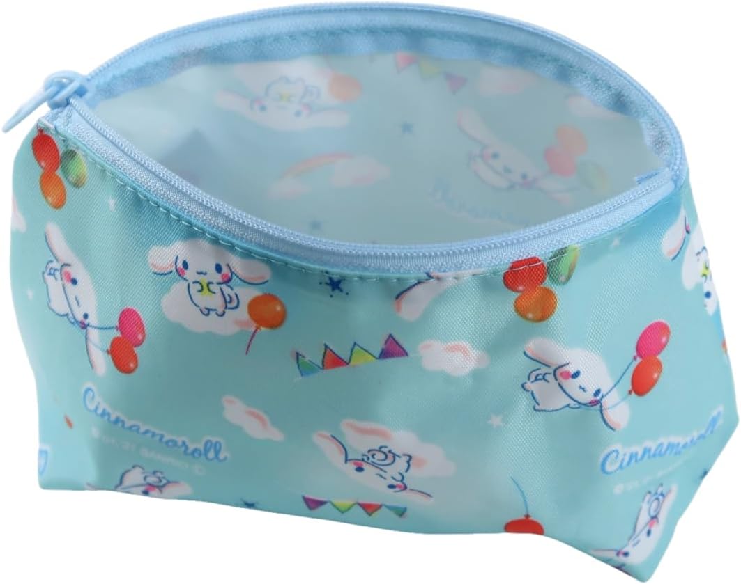 Kawaii Trapezoid Pouch - Small Mini Makeup Bag, Cosmetic Pouch, Toiletry Organizer, Aesthetic, and Travel-Friendly (Cinnamon-roll (Sky Blue)), TPSM1000 image 2