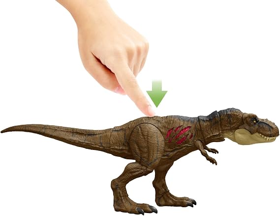 Jurassic World Tyrannosaurus Rex Articulated Action Figure Destruction, Moving Jaws, Scratches on Both Sides Physical and Digital Play, Children's Toy, Ages 4 and Above, HGC19