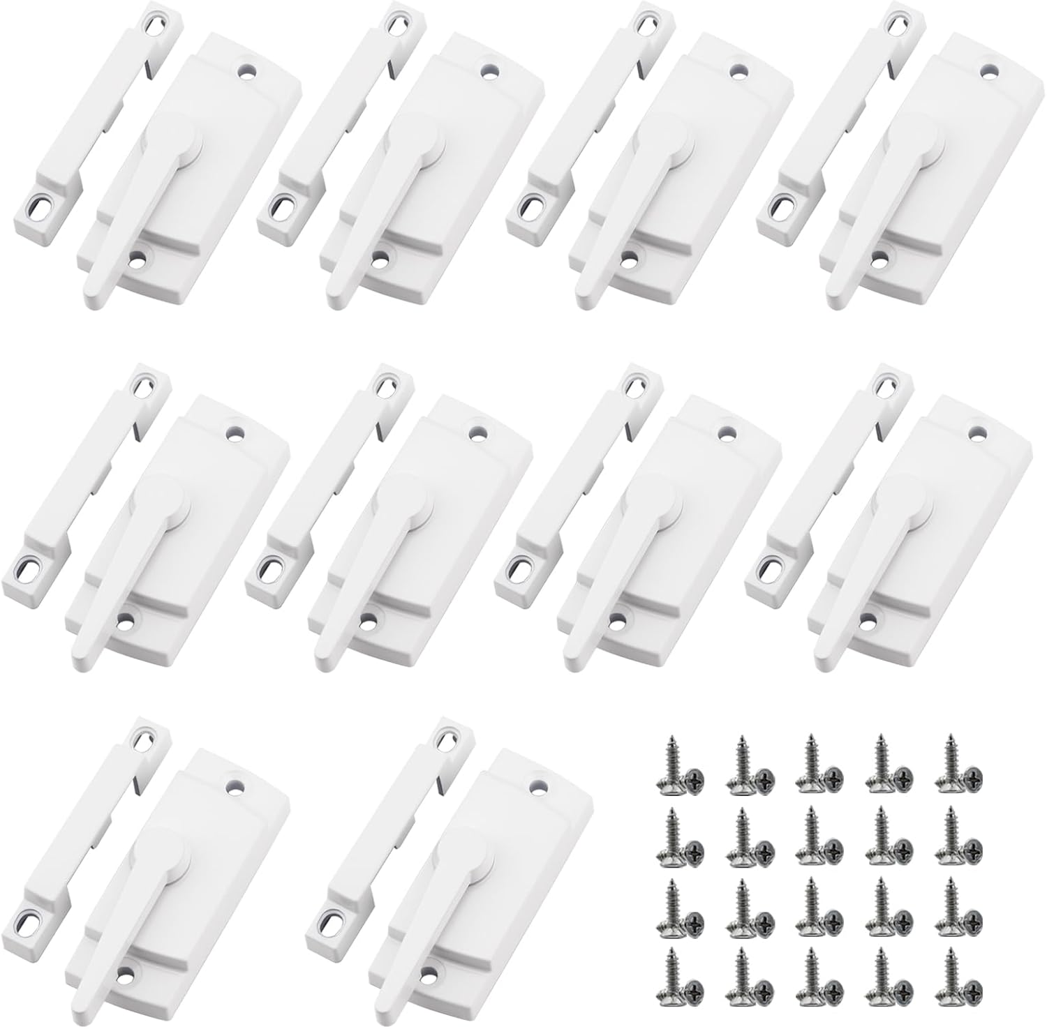 Aecsze 10-Pack Cam Action Window Sash Locks - Heavy-Duty Zinc Alloy Security Latches for Sliding, Hung Windows (White)