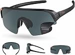 TriEye Eyewear Cycling Glasses with Integrated Rearview Mirror for Men & Women - UV 400 - Left Side Mirror Cycling Glasses