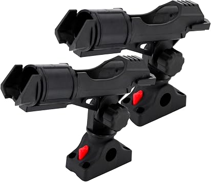 2-Pack Fishing Rod Holders w/ Mount, 360 Adjustable, for Boats & Kayaks