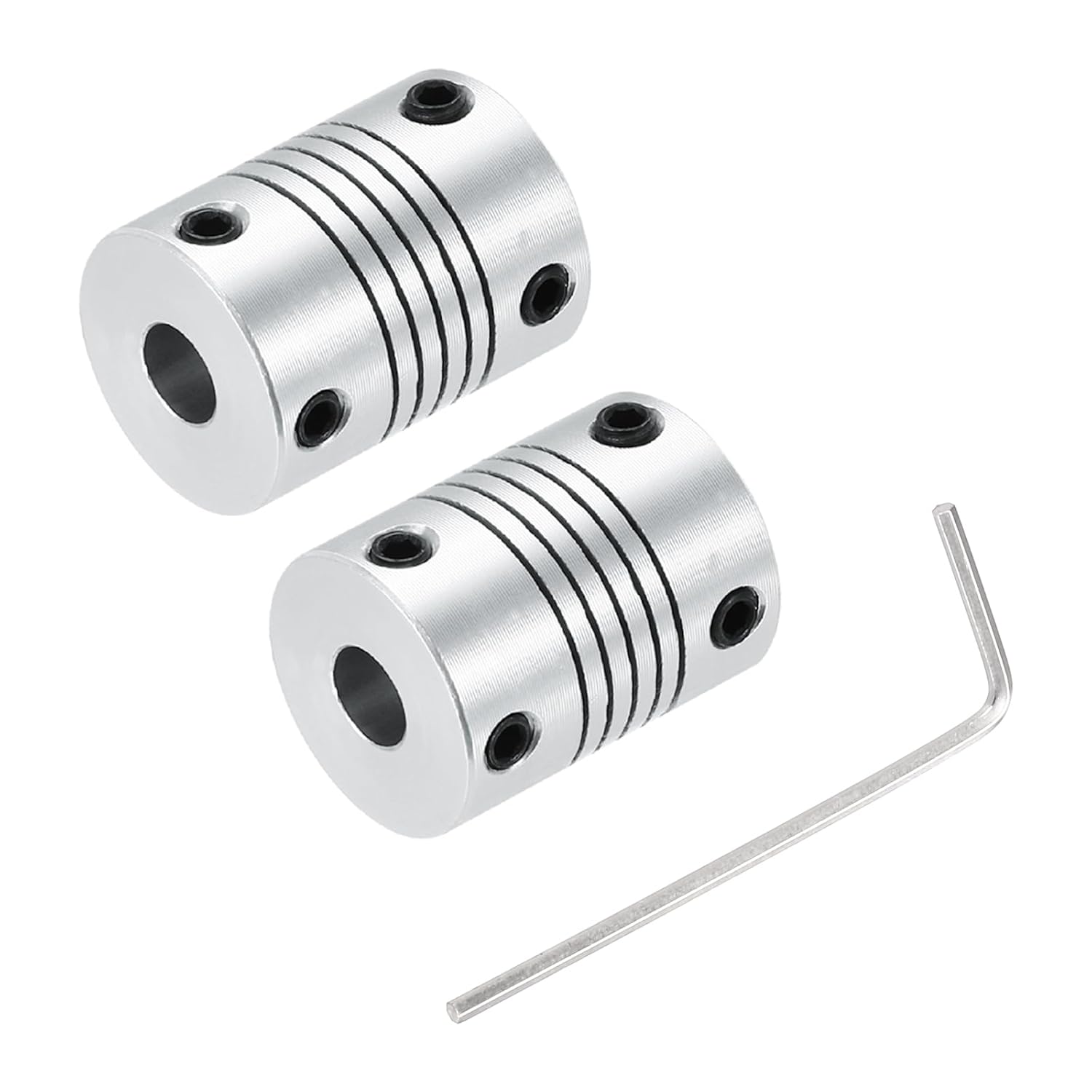 2pcs 6mm to 7mm D Shaft Coupling Aluminum Alloy L25xD19 Flexible Coupler Beam for 3D Printer CNC Machine Encoders and Shaft Motors, Silver