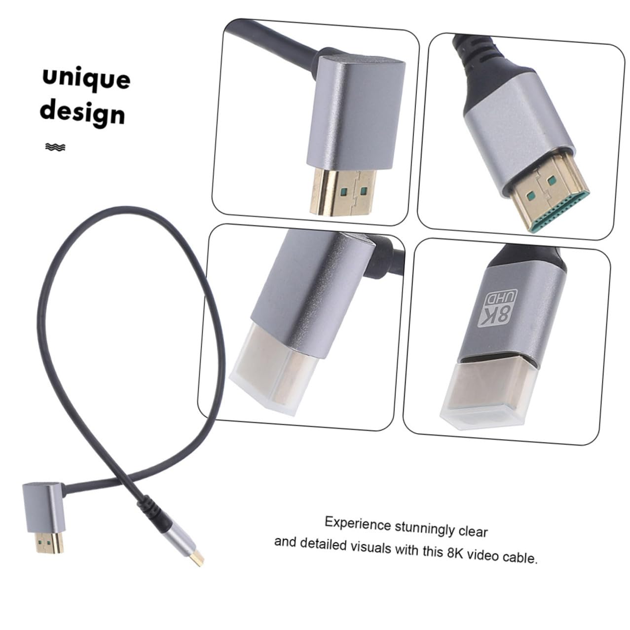 BESPORTBLE 8k Male to Male Video Cable 1 Meter Right Angle High-Definition Cord for Tv, Monitor, Laptop Accessory with Ultra-Thin Flexible Design for Home Entertainment and Computer Use