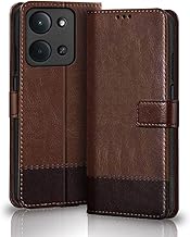 TheGiftKart Flip Back Cover Case for Mi Redmi 15C 5G | Dual-Color Leather Finish | Inbuilt Stand & Pockets | Wallet Style Flip Back Case Cover for Redmi 15C 5G (Faux Leather, Brown & Coffee)