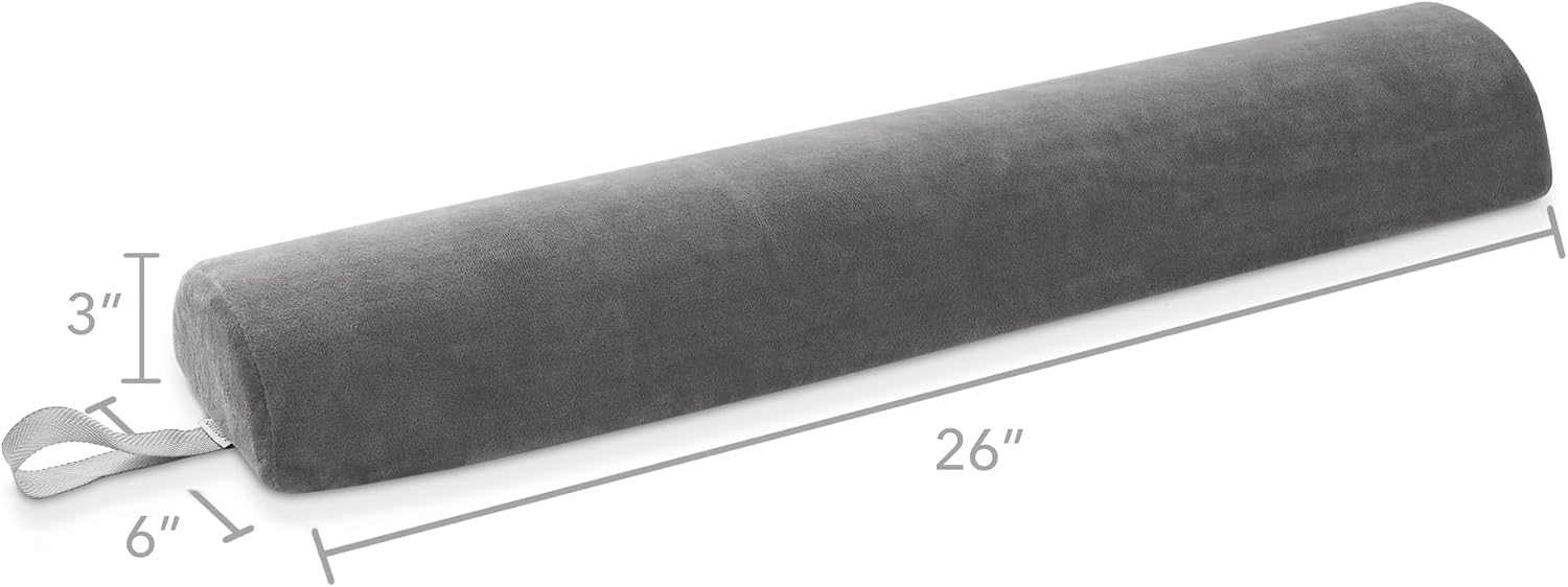  Half Round Massage Table Bolster Pillow Pad - 26 x 6 x 3 Inch - Gray Velour thumbnail