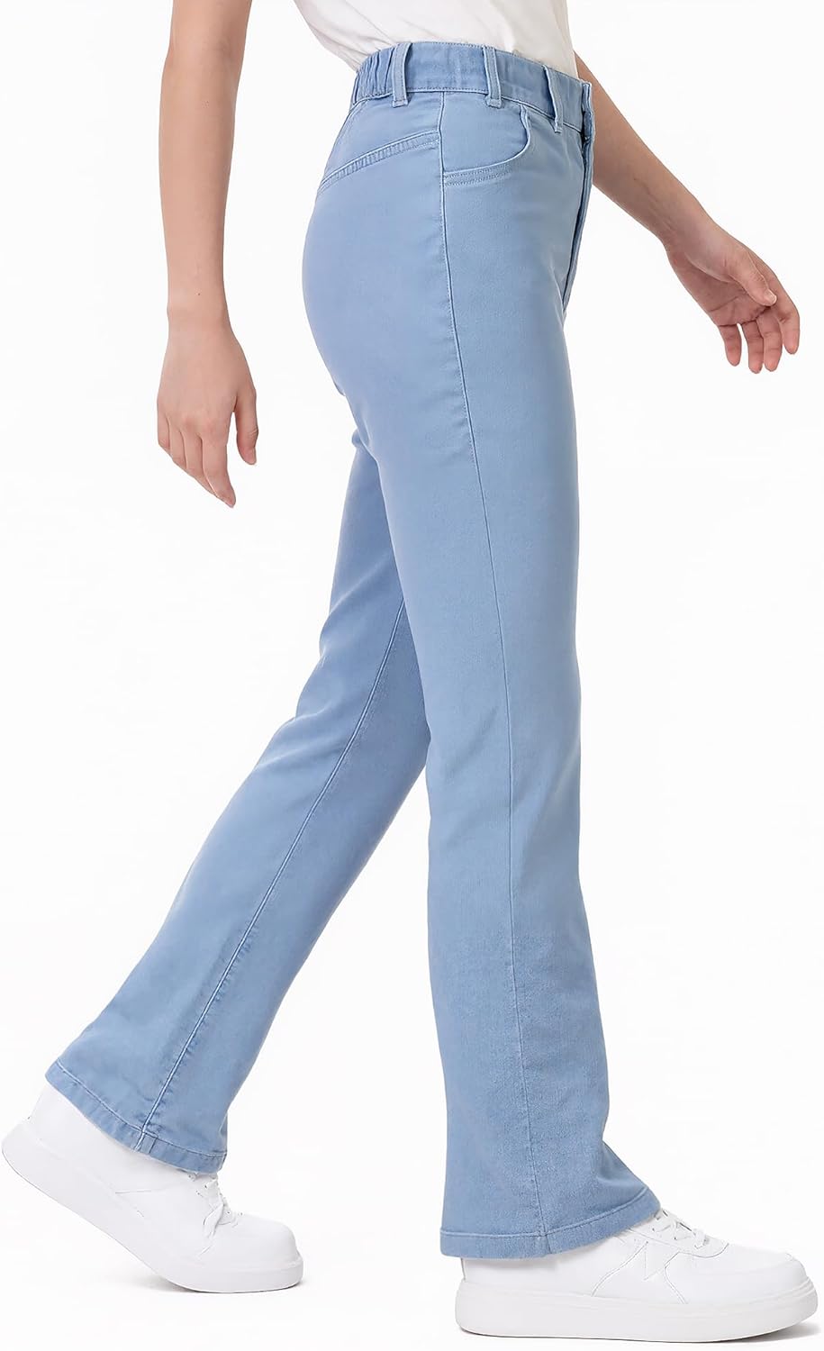 Girls Flare Jeans Stretchy Bell Bottom Denim Pants with Pockets - Image 4