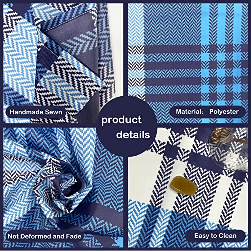 Navy Blue Buffalo Plaid Tablecloth 54"X108" Rectangle Fabric Royal Blue And White Checkered Dining Table Cover For Winter Summer Holiday Birthday Wedding Bridal Shower Outdoor Picnic Party Home Decor #TOP3