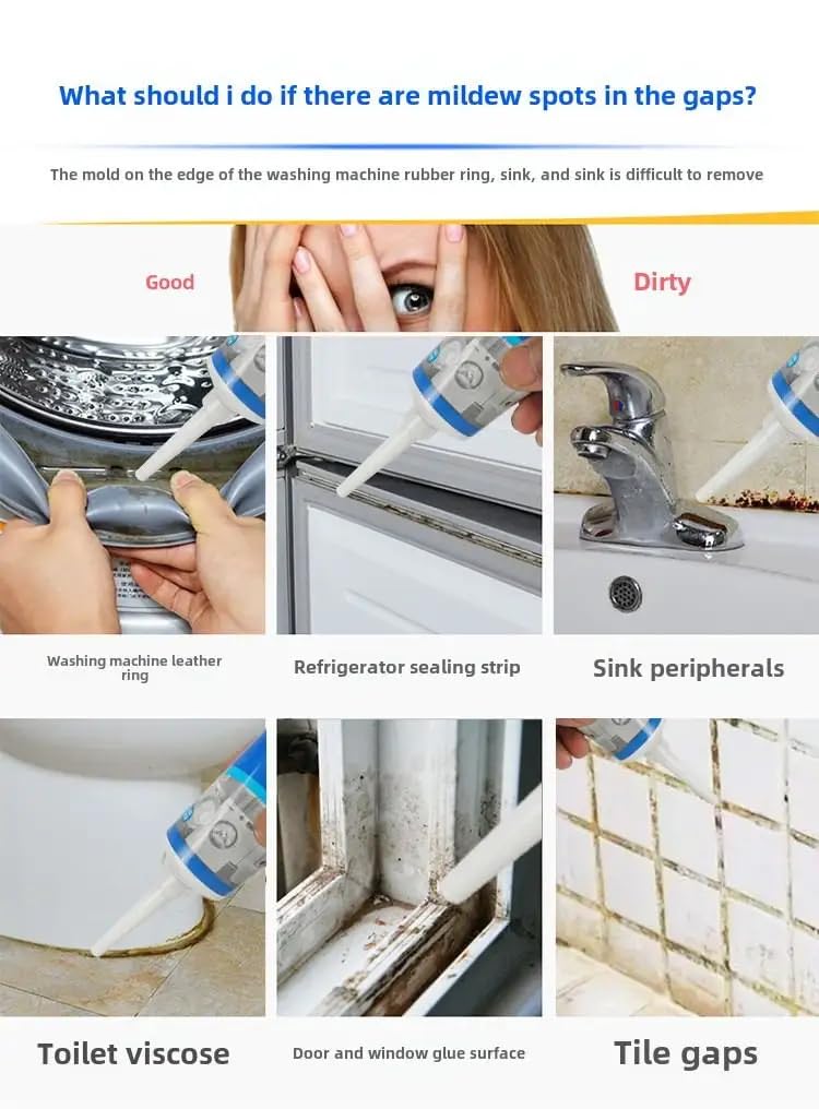 JHEPCOIN Mold Mildew Remover Gel Household Bathroom Cleaner for Bathroom Grout, Washing Machine Grout, Refrigerator Strips, Mold Cleaner Best for Home Sink, Kitchen, Showers (PACK OF 1, 120ML) 3