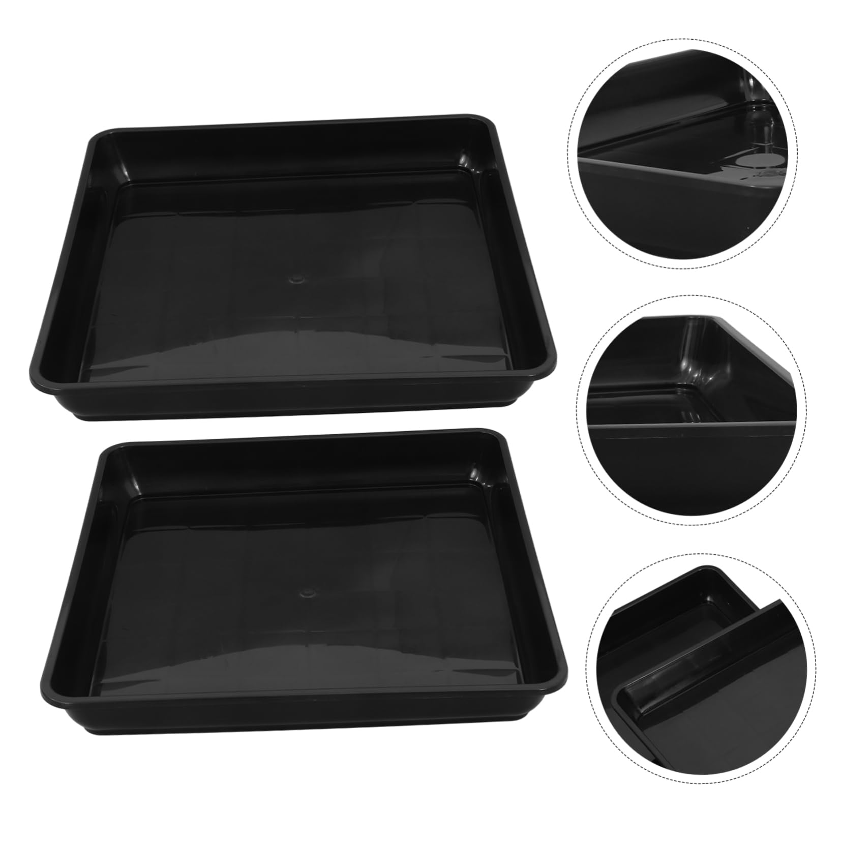 Platillos para Plantas de Exterior Cuadrados 2 Piezas 40 Cm Negro Resistente PP para Jardinería y Macetas Drenaje para Uso en Balcón y Terraza