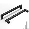 homdiy 5 Pack Black Cabinet Handles 8-1/16 Inch(204 mm) Hole Centers Matte Black Cabinet Pulls Stainless Steel Drawer Dresser Handles Square Bar Hardware Drawer Pulls Stainless Steel Dresser Hardware