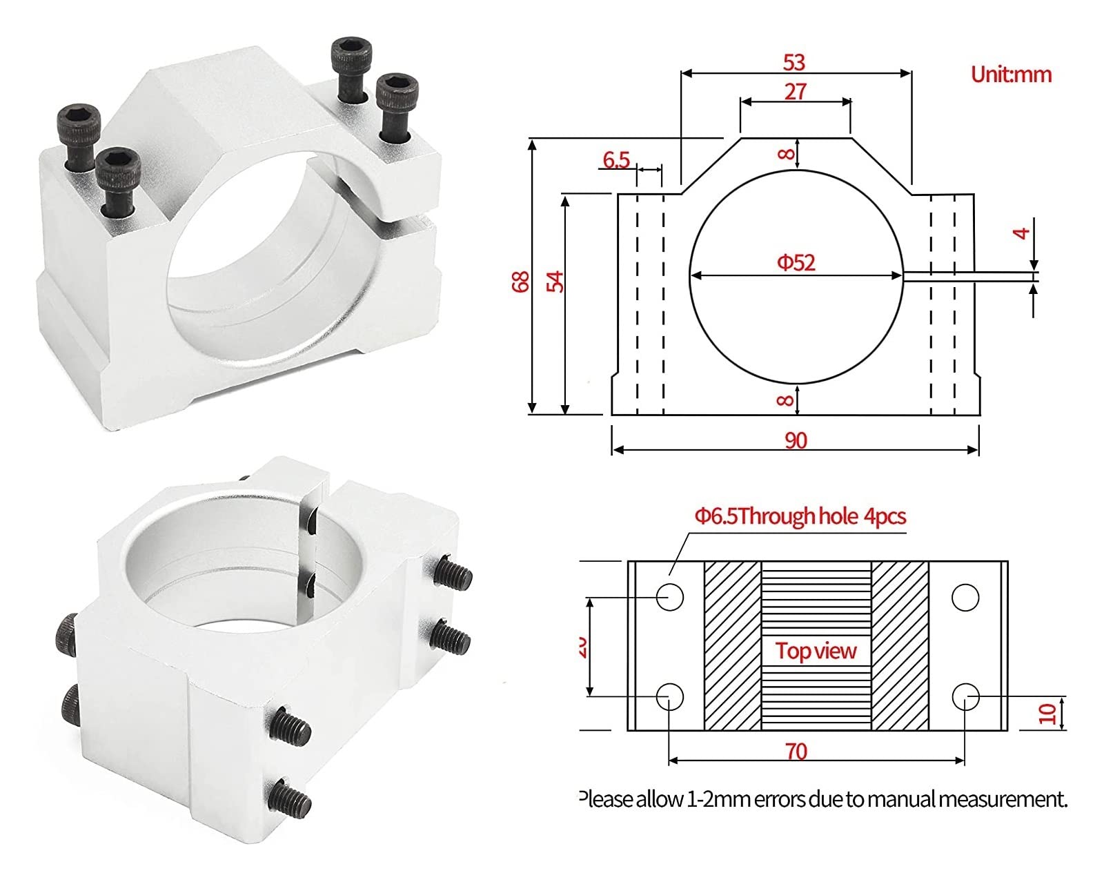 Zestaw silnika wrzeciona CNC, 0.5kw chłodzony powietrzem wrzeciono 500W silnik wrzeciona ER11 Chuck silnik wrzeciona cnc + zaciski 52mm + regulator prędkości zasilania do grawerowania do frezarki CNC