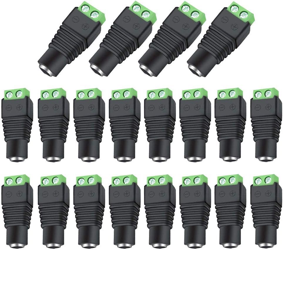 Image of MX DC Female Connector for 4+1 Cable (RT-4 Type) - 5.5mm x 2.1mm Power Socket with Screw Terminal - Pack of 20 - Adapter for CCTV Camera, LED Strip, Router, and 12V Devices
