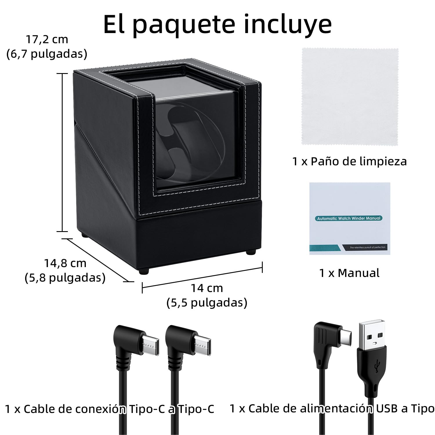 Mcbazel Caja para 2 relojes - Caja giratoria con Doble cargador USB-DC Automático de la PU