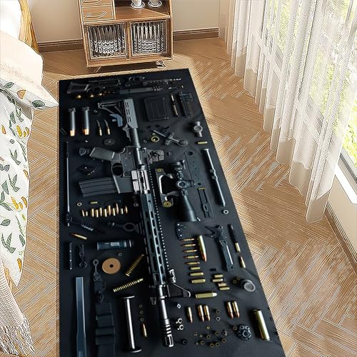 Tapete moderno negro con diseño de armas 60x150 cm miniatura 3