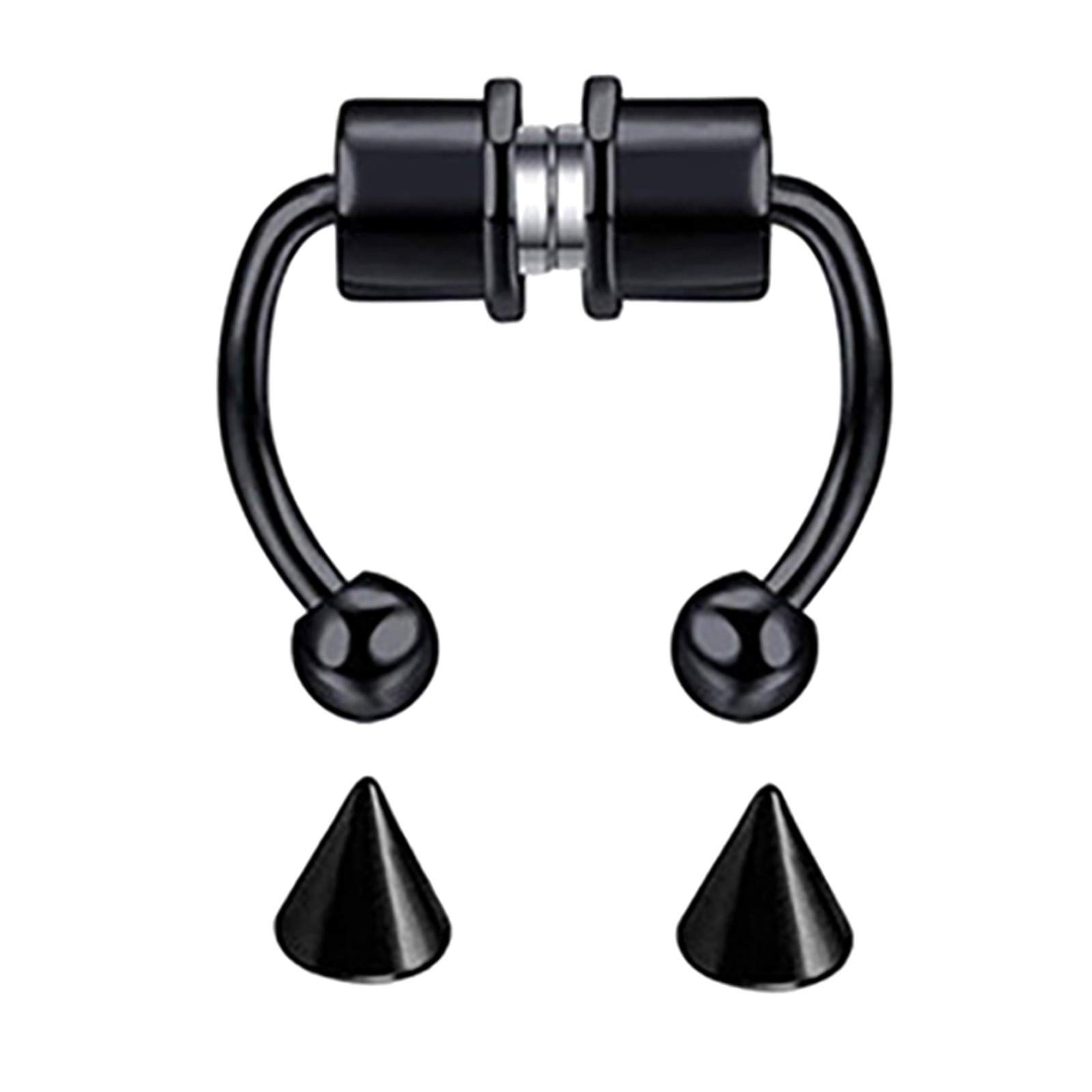 Stainless Hoop Nose 316L Rings Ring Nose Jewelry Ring 16g (Black, One Size)