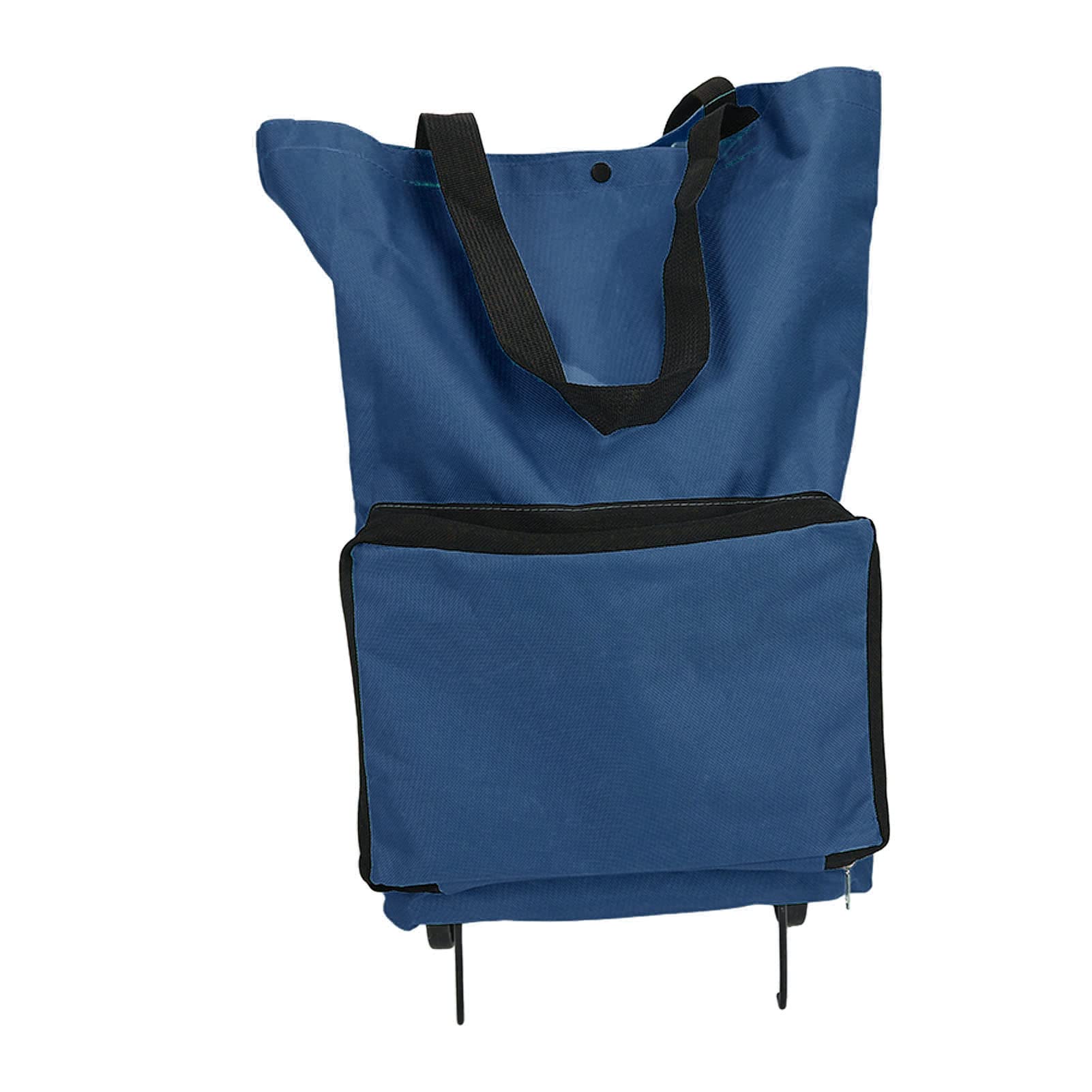 shopping cart Opvouwbare boodschappentas met 4 wielen universele draaibare met coole tas telescopische handgreep trolleytas waterdichte push/pull handtruck 30L rugzak voor supermarkt picknick (grijs blauw