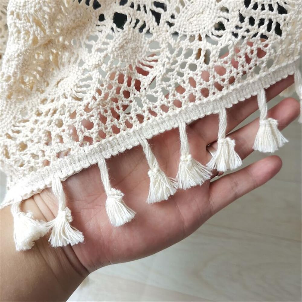 Rechteckige Häkeldeckchen, Spitze, Beige, Vintage-Baumwoll-Tischdecken, Tischdecke, Tischdekoration, Hochzeit, Zuhause, Party, Dekoration, 140 x 250 cm