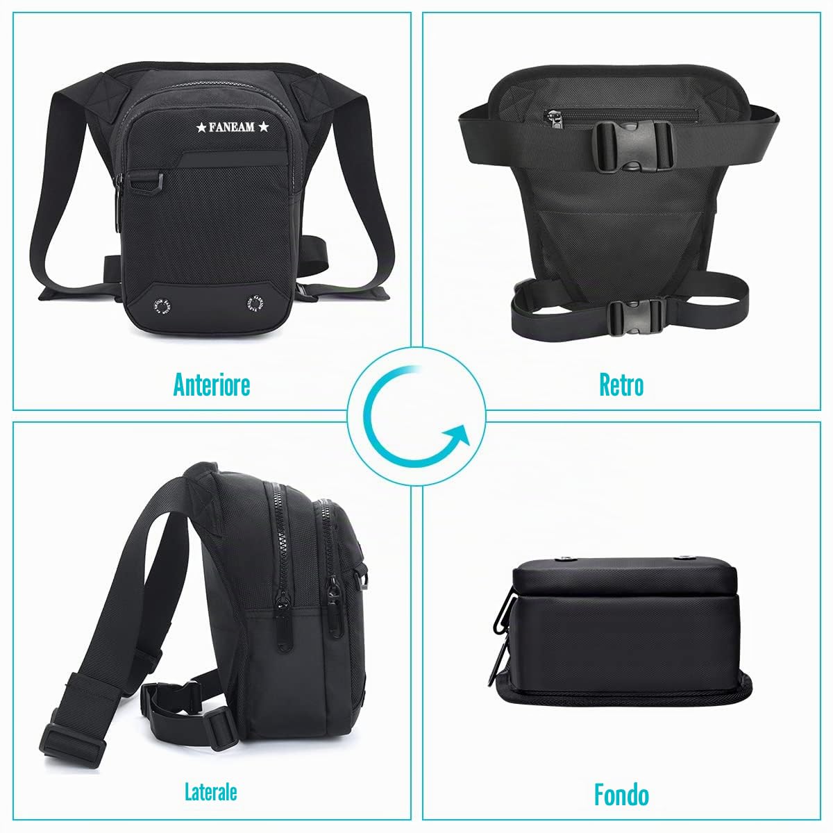 Borsa da Gamba Moto Impermeabile Marsupio Sportivo Borsa da Gamba Tattica Multifunzionale Marsupio Cosciale Uomo Donna per Ciclismo Escursionismo Campeggio Arrampicata