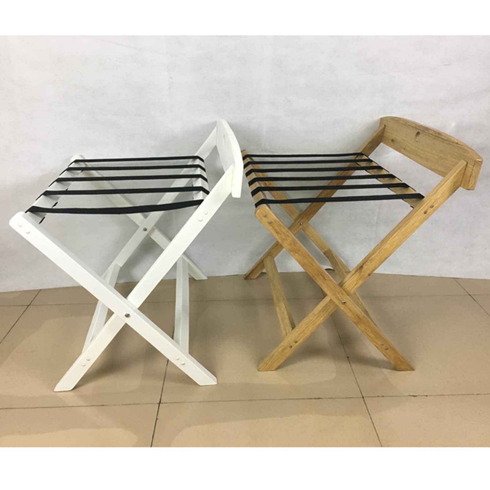 Portaequipajes Plegable De Madera Respaldo Retro con Correa De Nylon Soporte para Equipaje No Requiere Ensamblaje Portaequipajes para Habitación De Invitados Dormitorio-B 63cm w x43cm dx61cm