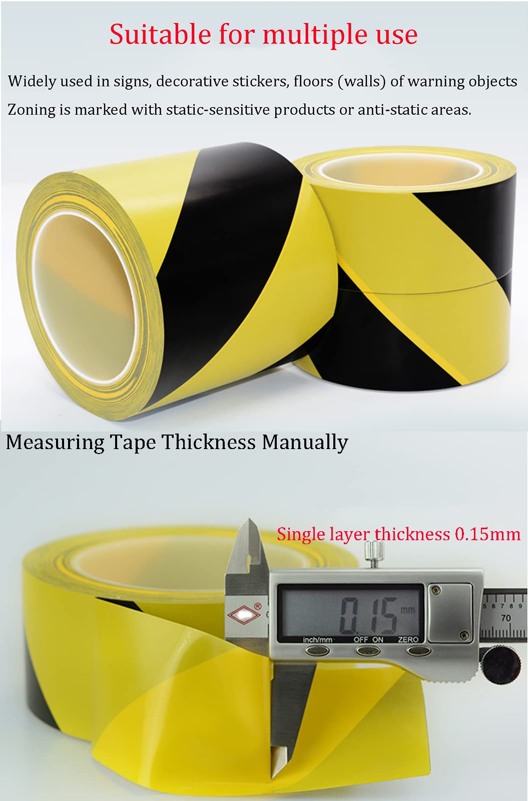 Utility 48 mm x 33 m Gefahrenwarnband, Sicherheitsbänder, Bodenband, Warnband, ideal for soziale Distanzierung, Bodenband und Bodenband Klebeband