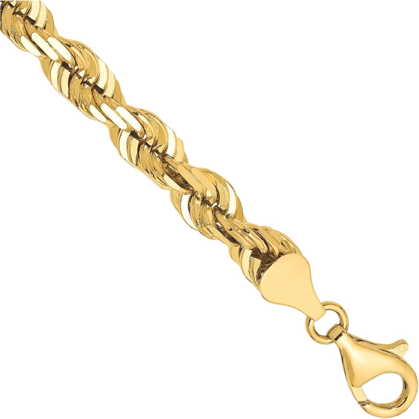 IceCarats 10K Solid Yellow Gold 6.5mm Thick Rope Chain Bracelet Anklet Diamond Cut