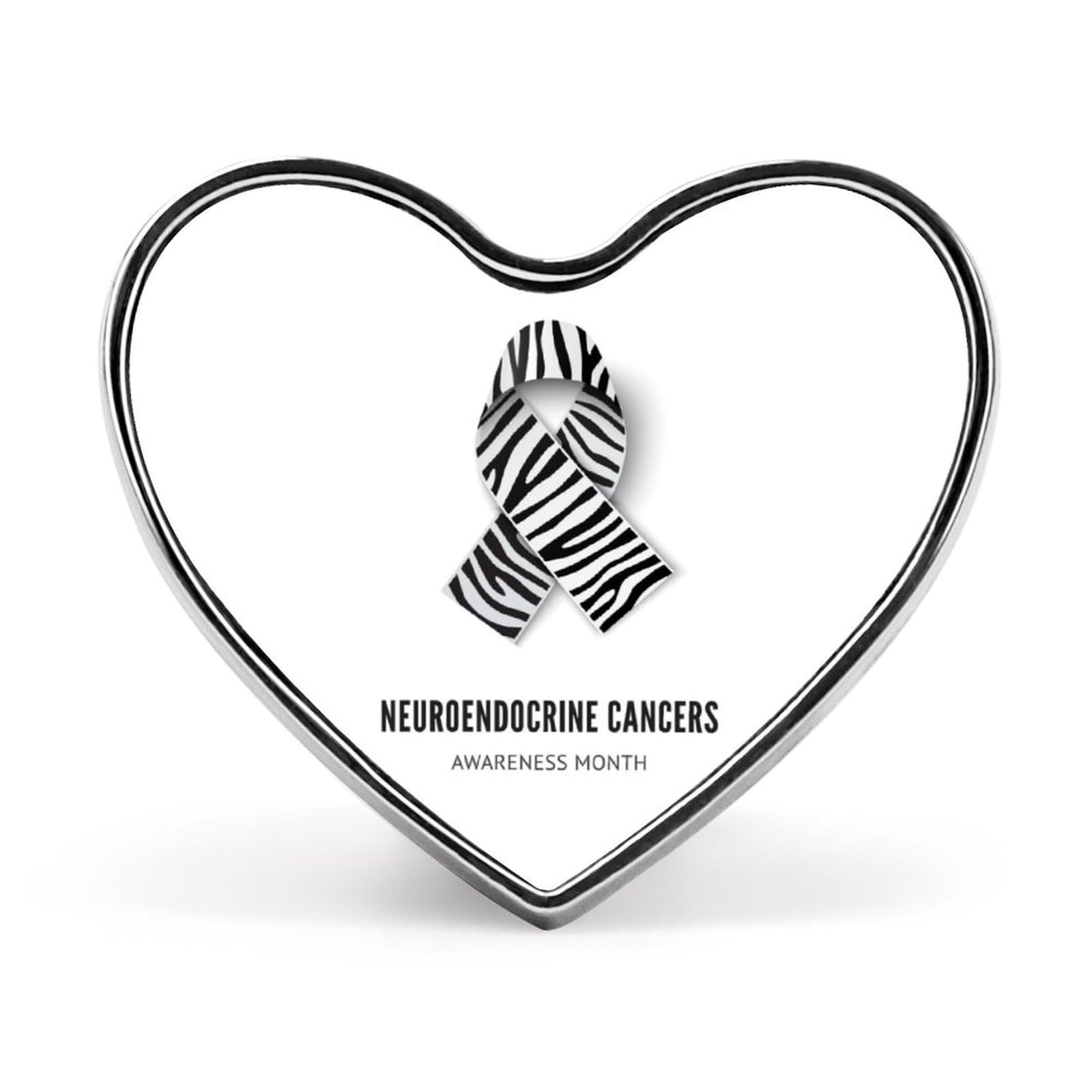 Fwjzdsp Men's As Pic Zebra Ribbon Neuroendocrine Cancer Awareness Month Pins Badge Lapel Pin Heart Enamel Buttons Brooches Pinbacks Party Decorations For Wo