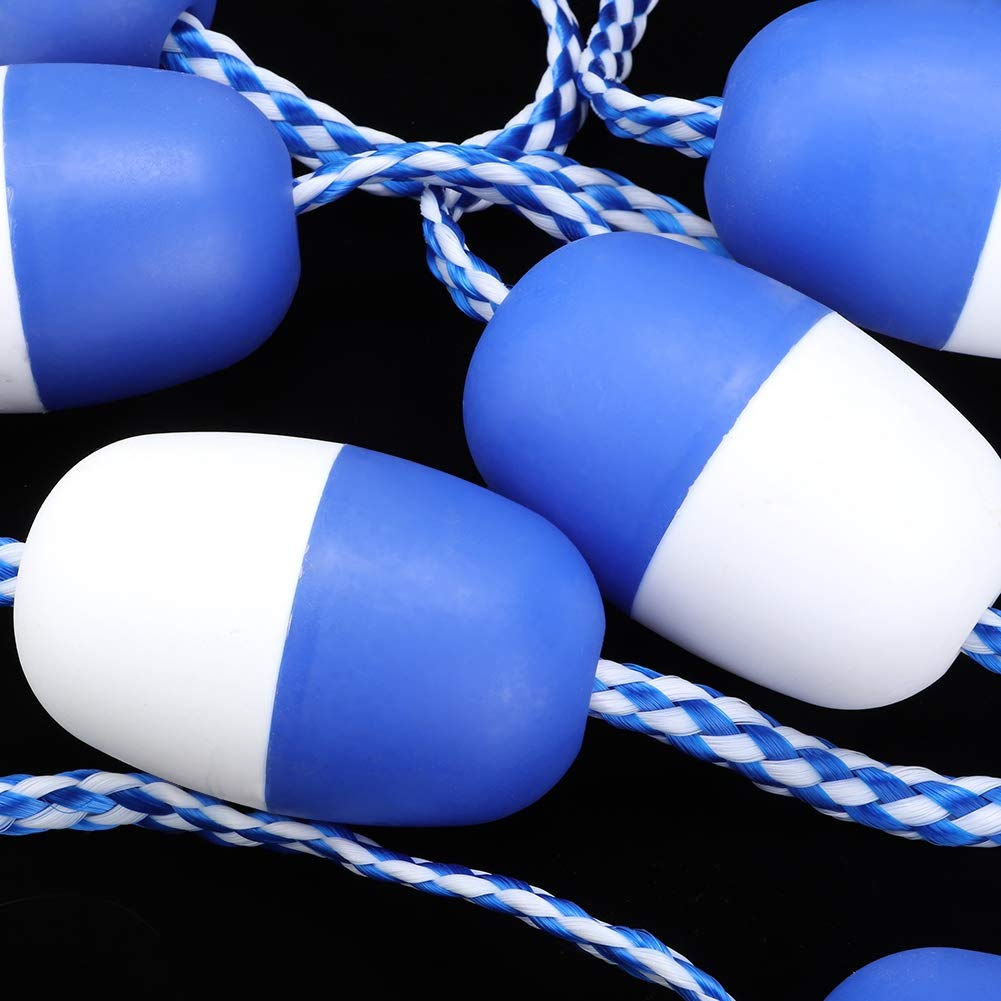 Fdit Corde de sécurité de Piscine de 5 M, Ligne de Flottaison avec Corde Tressée en Nylon Blanc et Bleu, pour Délimiter Les Couloirs de Nage et Les Zones dangereuses.