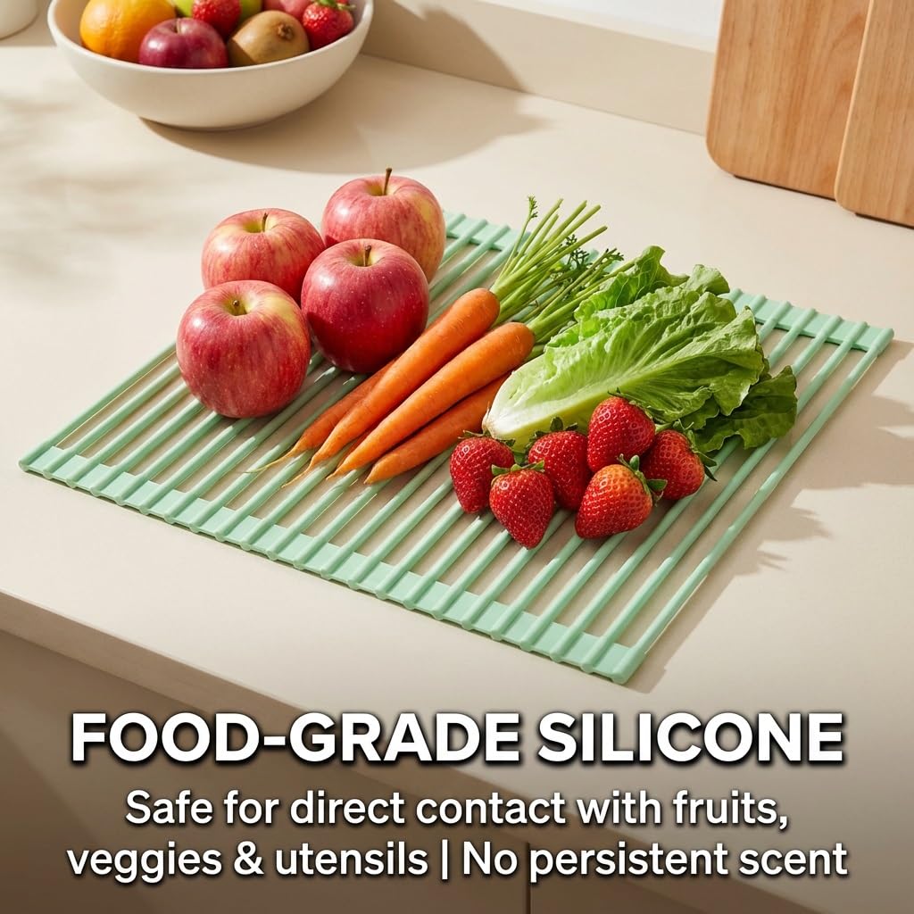 Égouttoir à vaisselle pliable pour évier de cuisine - Peu encombrant - Pour couverts, fruits et vétérinaires - Blanc
