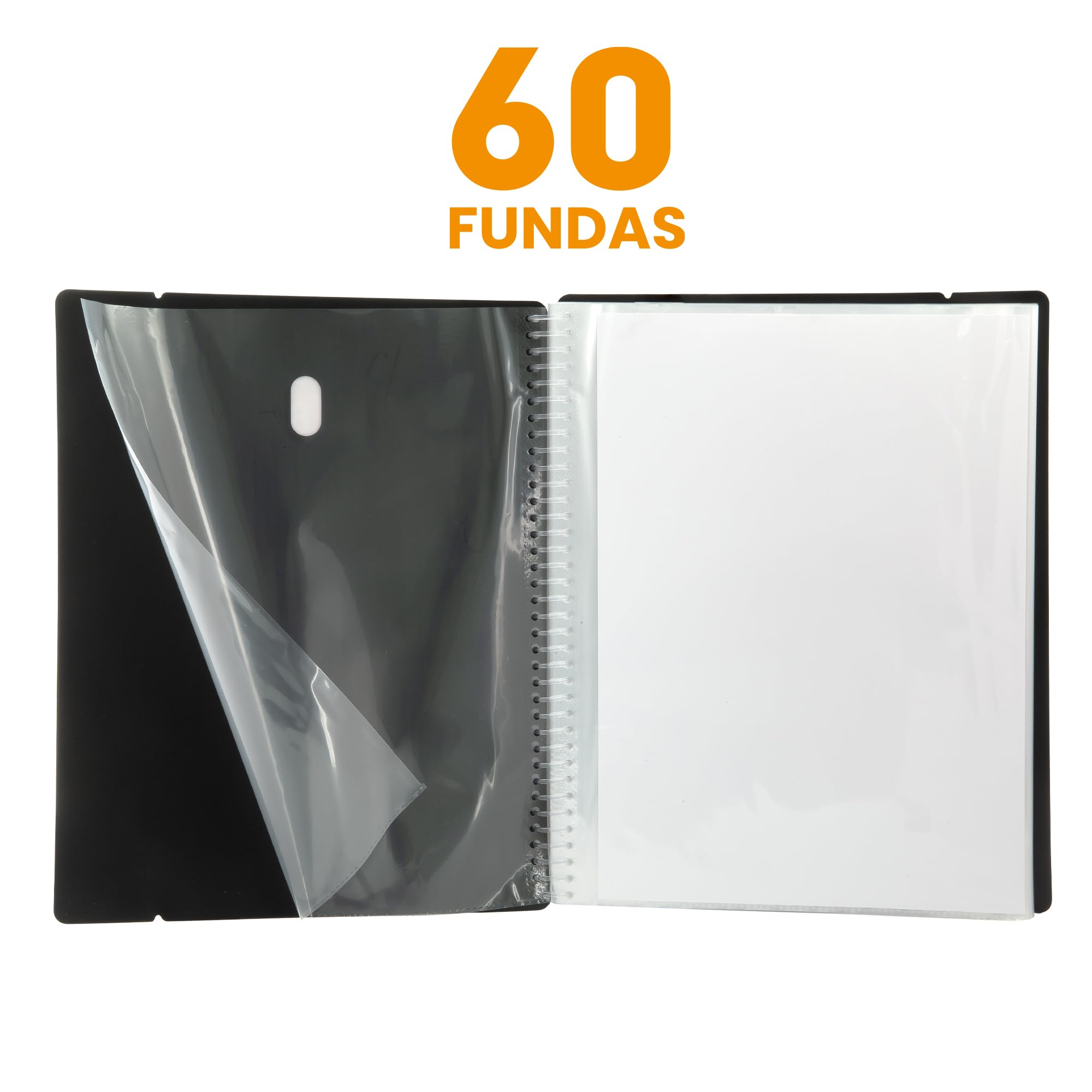 Starplast Carpeta Con Fundas Espiral Flexible - Organizadores, 60 fundas, Fundas Transparentes Lisas, A4, Tapa Plástico Resistente, Uso Escolar, Personal o de Oficina - Color Verde.